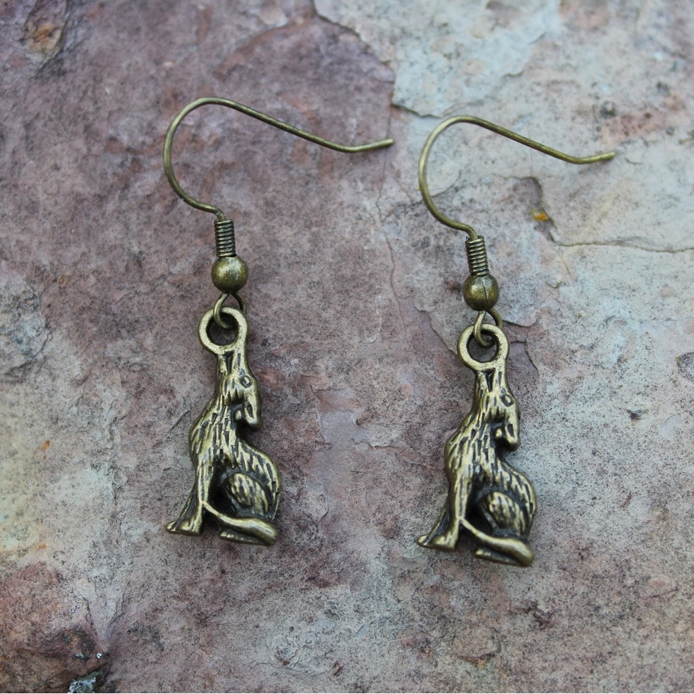 New Howling Wolf Earrings Wolf Jewelry Wolf Charm Earrings Animal Earrings